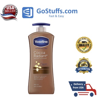 [Hàng Mỹ] Vaseline  Body Lotion - Kem dưỡng thể dành cho da khô 600ml Intensive Care Pure Cocoa and Shea Butters