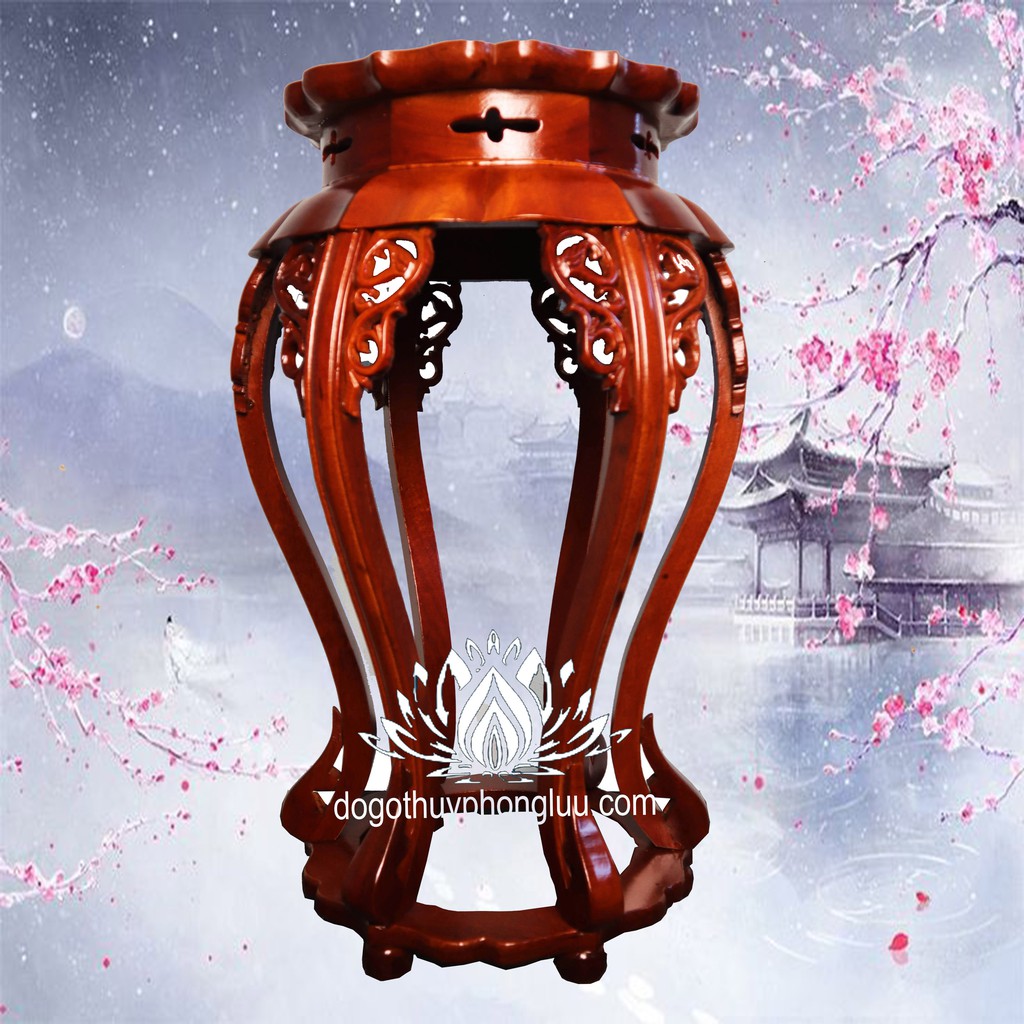 Đôn sen gỗ hương, Đế chân cong sen gỗ hương mặt 32cm cao 50,60,70,80