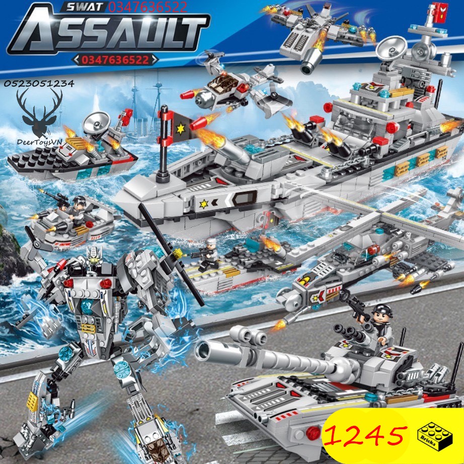 BỘ ĐỒ CHƠI XẾP HÌNH LEGO Chiến Hạm, Lắp Ghép OTO, ROBOT,Lắp Ráp TÀU CHIẾN,Mô Hình TÀU SÂN Bay