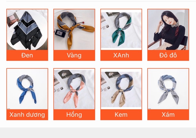 Khăn turban lụa vuông choàng cổ size 70x70cm thanh lịch phong cách nữ tính đa năng dùng làm áo yếm in chấm bi