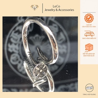 Nhẫn bạc chrome heart bạc 925, nhẫn đinh cuốn , Phụ kiện thời trang cao cấp , Mã N005 LeCo