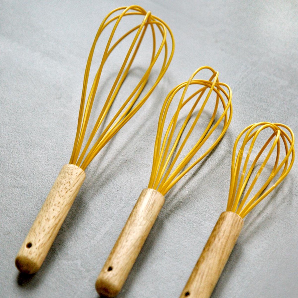 JARRED Dụng Cụ Đánh Trứng Bằng Silicone Tay Cầm Gỗ Tiện Dụng