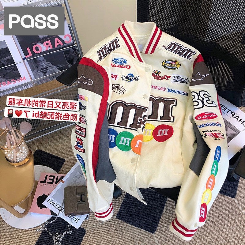 Áo Khoác Bóng Chày Thêu Họa Tiết Phong Cách Mỹ Thời Trang Xuân Thu 2022 Mới Cho Nữ