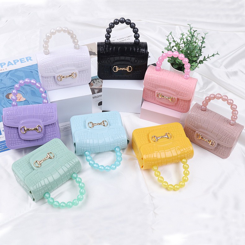 Túi Mini Nữ Đeo Chéo Silicon Quai Hạt Nhỏ Xinh