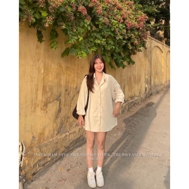 Áo Sơ Mi Nhung Gân Dài Tay Nữ🌸Thun kiểu from rộng trơn phong cách đường phố hàn quốc Ulzzang