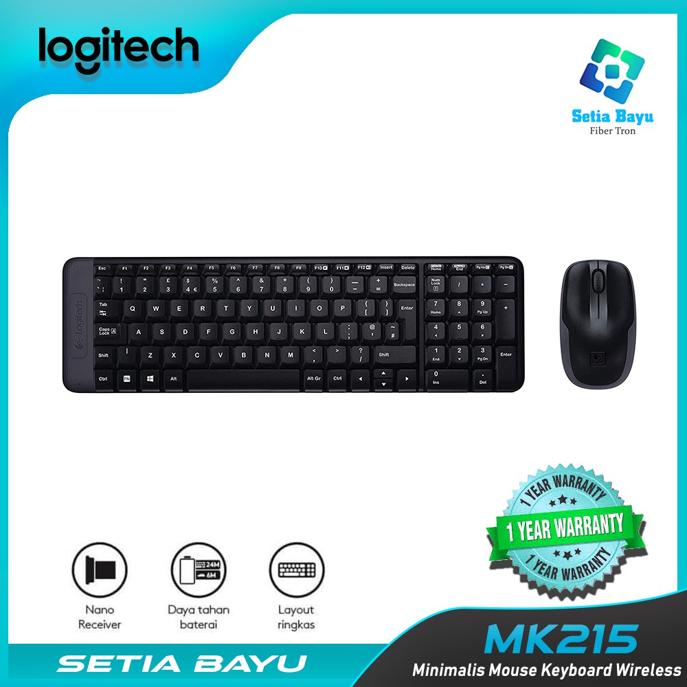 Combo Bàn Phím + Chuột Không Dây Logitech Mk215 100% Chính Hãng