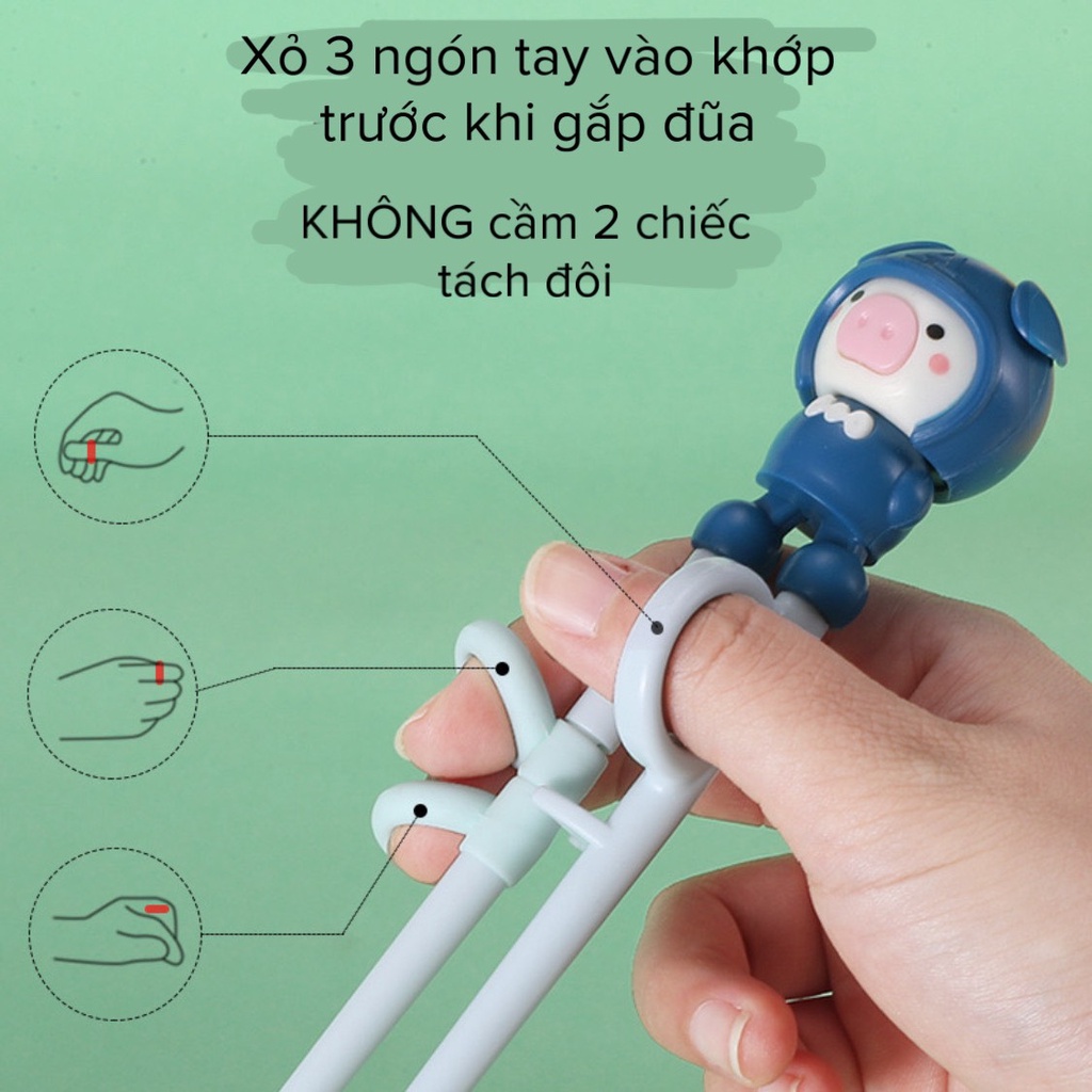 Bộ thìa nĩa đũa tập ăn dặm cho bé hình động vật dễ thương có kèm hộp đựng - Thìa nĩa tập xúc cho bé ăn dặm