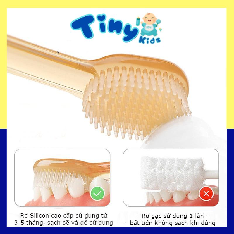 Set Rơ Lưỡi Và Bàn Chải Silicon Cho Bé 0-18 Tháng Tuổi - Tiny Kids