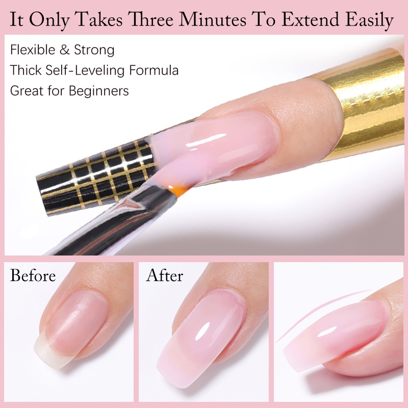 Set 2/ 3 gel sơn đắp nối móng tay UR SUGAR tông màu trắng hồng trong suốt 15ml