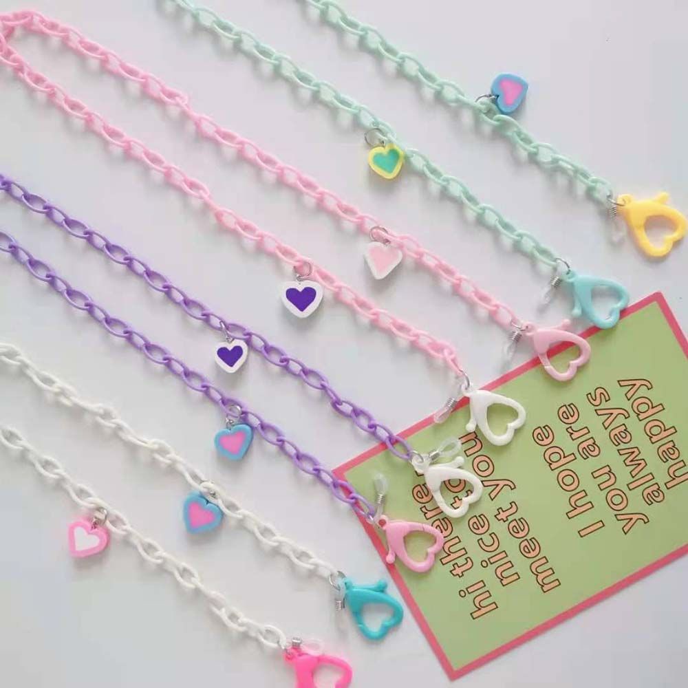 Dây đeo gắn gắn khẩu trang hình trái tim màu kẹo chống thất lạc thời trang cho nữ và trẻ em
