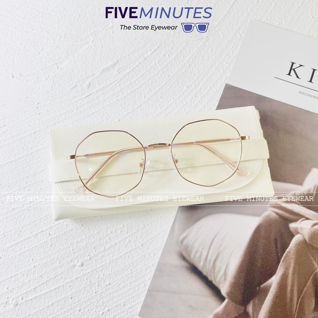 Gọng kính cận nữ, chất liệu kim loại mảnh nhẹ tròn đa giác Fiveminutes 2979 , Unisex Nam nữ