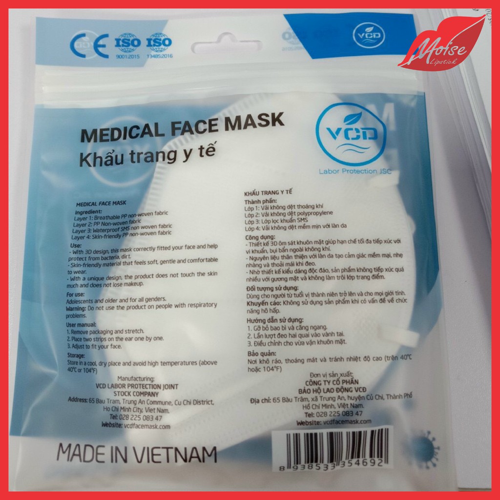 [GIÁ  TẠI XƯỞNG] Khẩu trang 3D mask, Medical Face Mask cao cấp, 4 lớp tiêu chuẩn Châu Âu.