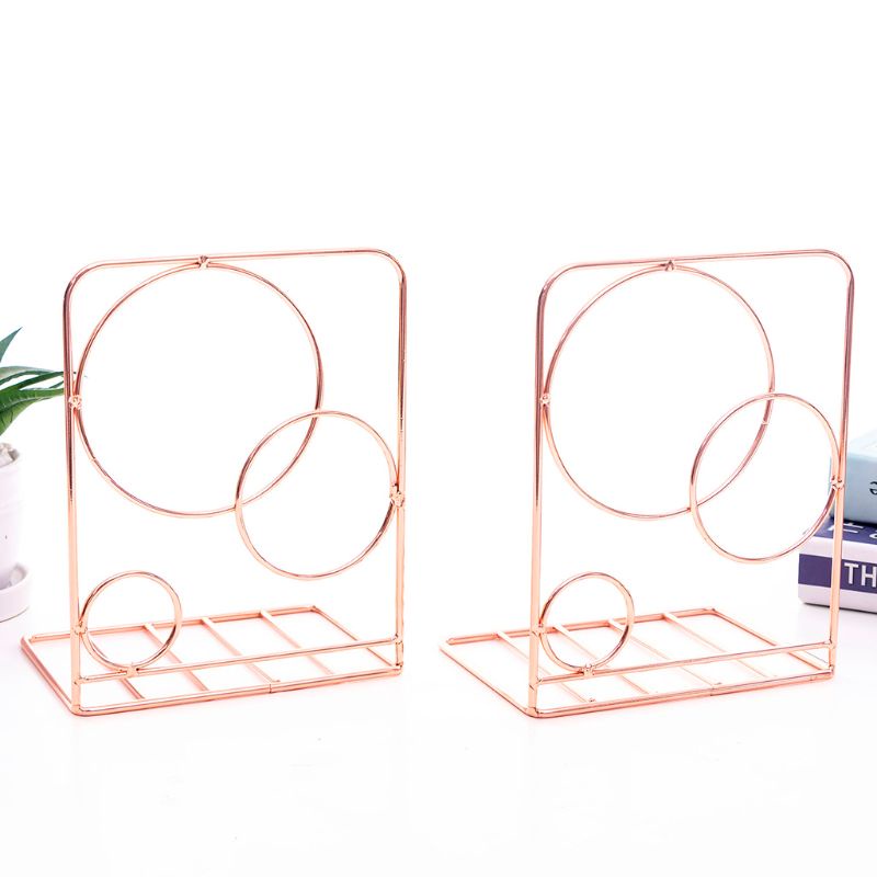 Bộ 2 Giá Đỡ Đầu Sách Hình Tròn Bằng Kim Loại Tiện Dụng Cho Văn Phòng