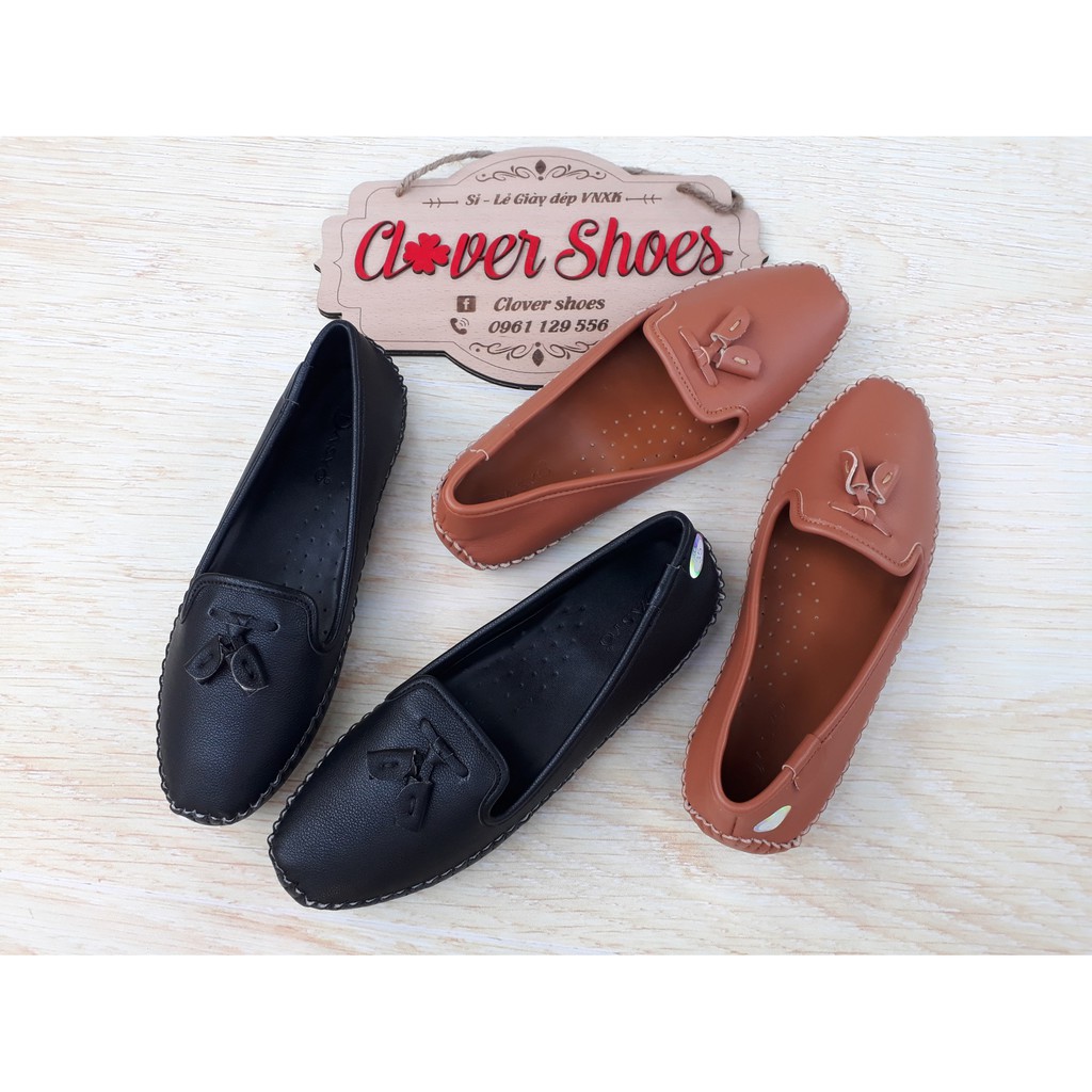 Giày bệt nơ chuông da toàn bộ siêu êm mềm (đen, bò) Daisyo VNXK- G005 | BigBuy360 - bigbuy360.vn