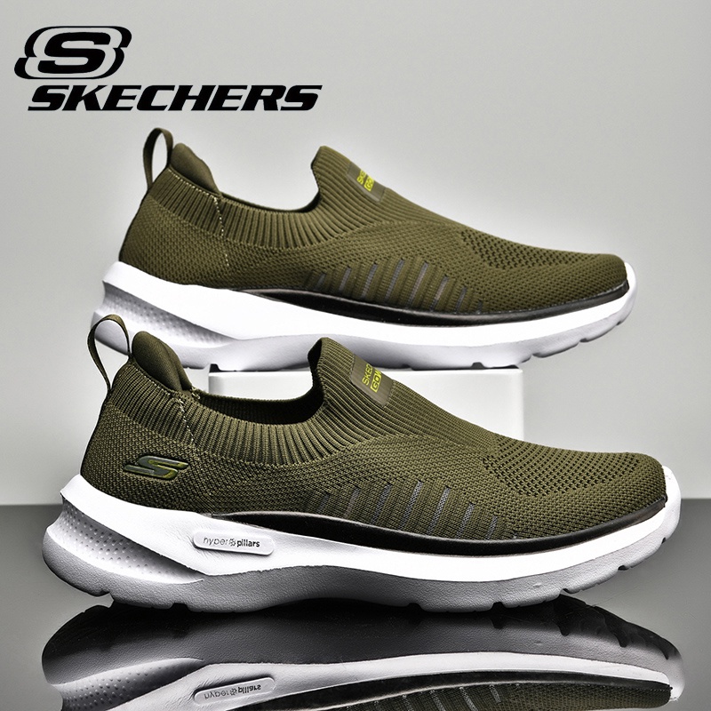 GO Giày Thể Thao Chạy Bộ Phối Lưới Thoáng Khí Không Dây Đơn Giản Cho Nam * Skechers_