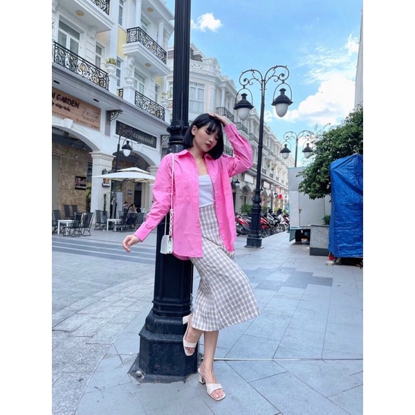 Áo Sơ Mi Nữ SHOJO 2 Túi Xuất Hàn Cao Cấp 3 Size XS S M 50-73Kí