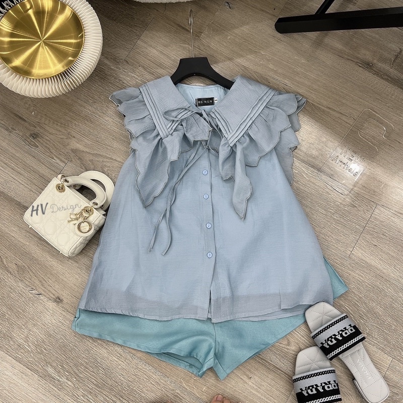 Bộ cổ bèo ba lỗ + quần sooc tacta