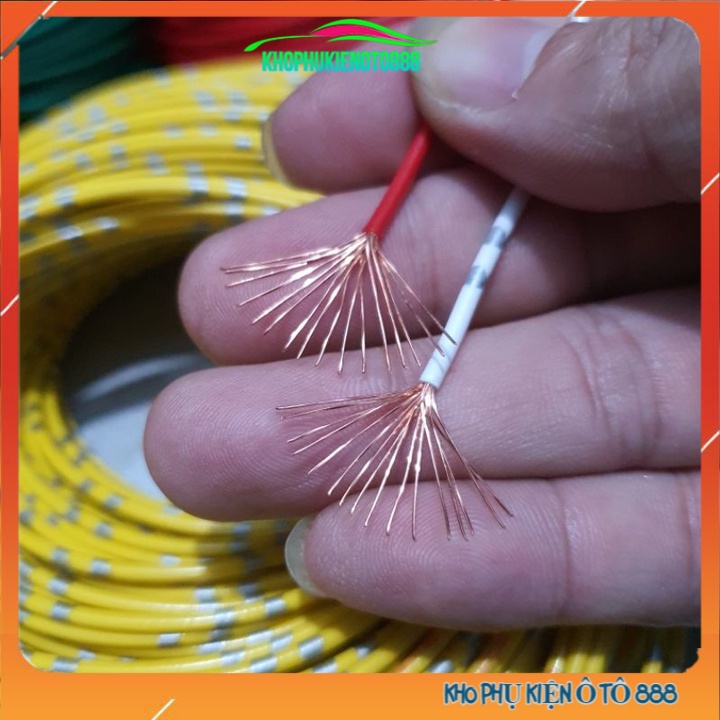 Cuộn 10 mét dây điện nhật lõi đồng 0.3mm, 0.5mm, 0.85mm, 1.25mm, 2mm nhiều màu chuyên dùng đấu điện cho ô tô xe máy