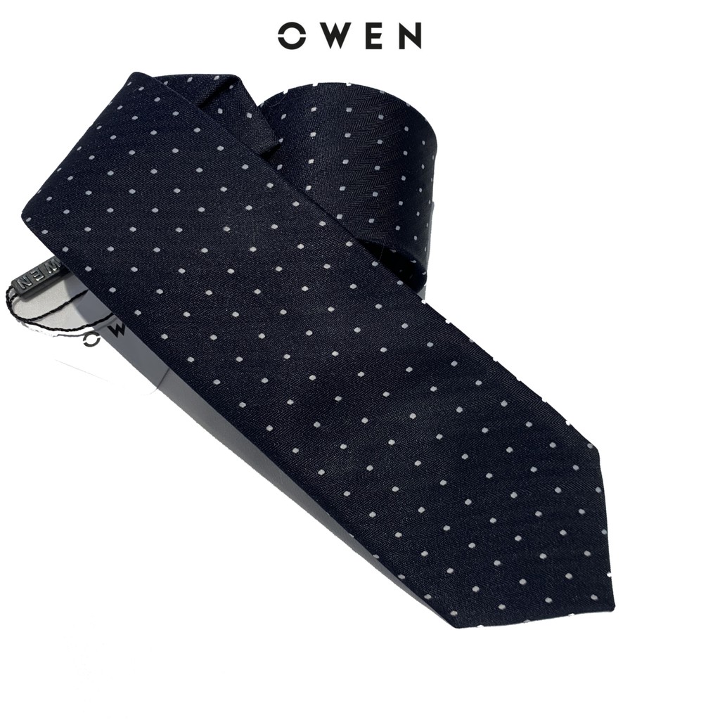 Cravat Owen màu xanh đen chấm bi 6cm 91110 - cà vạt nam