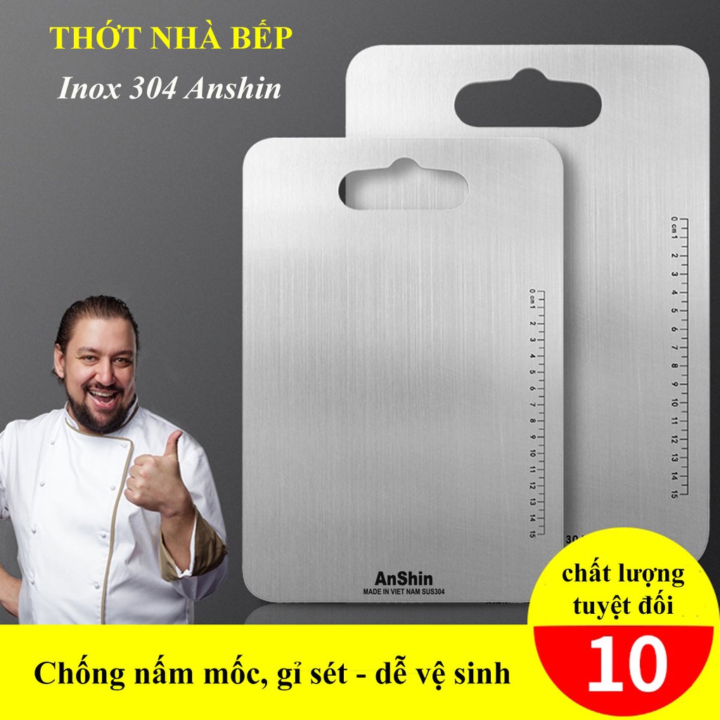 Thớt inox 304 Anshin - kháng khuẩn, chống gỉ sét - an toàn tuyệt đối - Made in Việt Nam