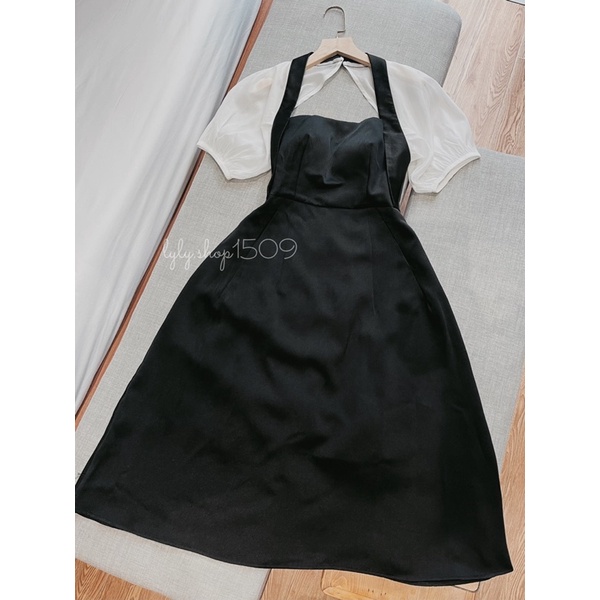 Đầm LULI Phối Tay Voan Cutout Lưng có sẵn mút ngực phù hợp đi tiệc sang chảnh, dạo chơi phố