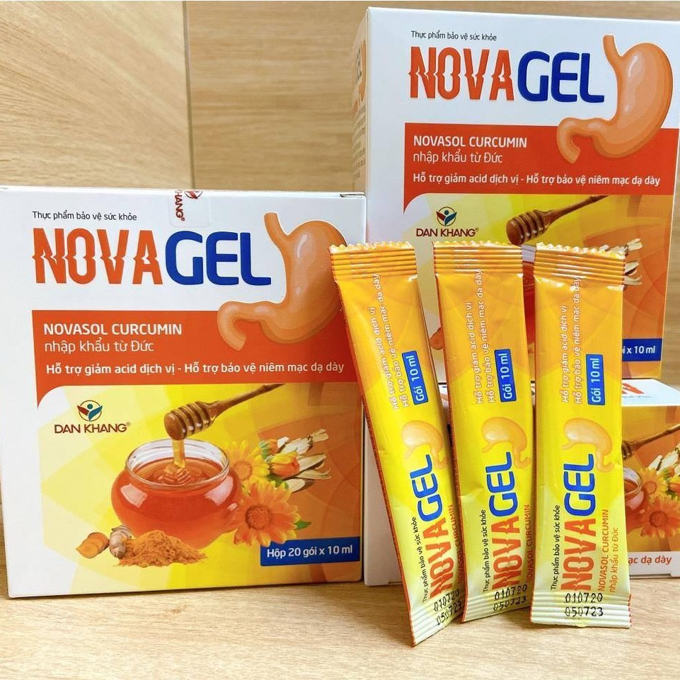 Novagel Novasol Curcumin - Hỗ Trợ Giảm Acid Dịch Vị & Bảo Vệ Niêm Mạc Dạ Dày - Hộp 20 Gói - Luxcare