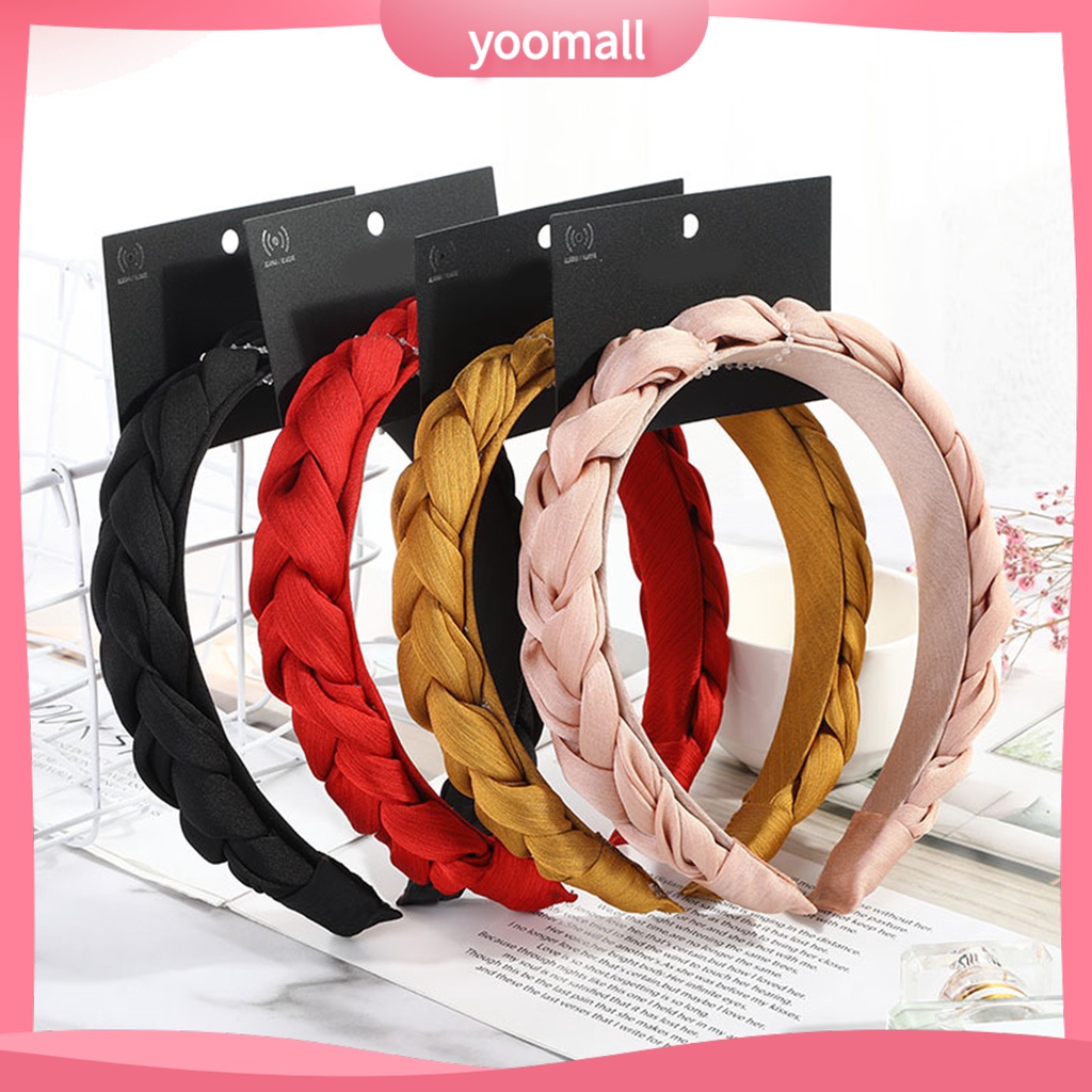 Băng Đô Cài Tóc Bằng Vải Satin Màu Trơn Thắt Nút Dành Cho Nữ