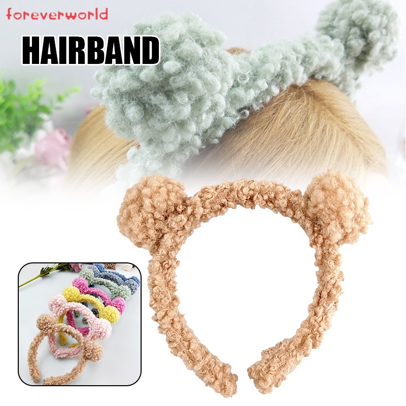 Băng đô rửa mặt chống trượt hình tai gấu màu kẹo dễ thương cá tính dành cho bạn nữ