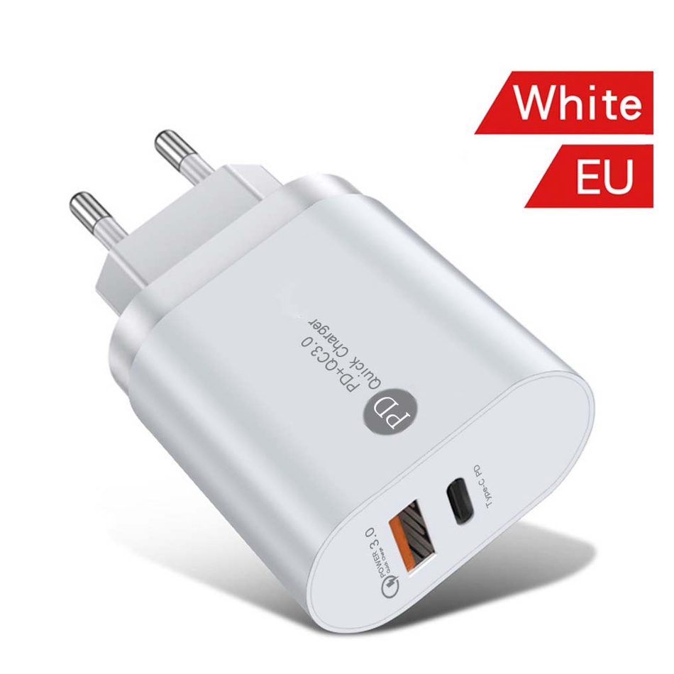 Củ sạc nhanh 12W 2 cổng US EU USB Type C thích hợp cho iPhone iPad Samsung Xiaomi