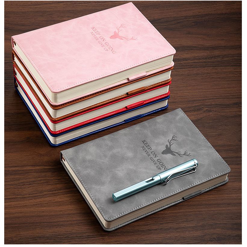 Sổ tay A5 100GSM 360 trang  ghi chép planner - bullet journal bìa da PU vintage - mẫu hươu chính hãng cao cấp