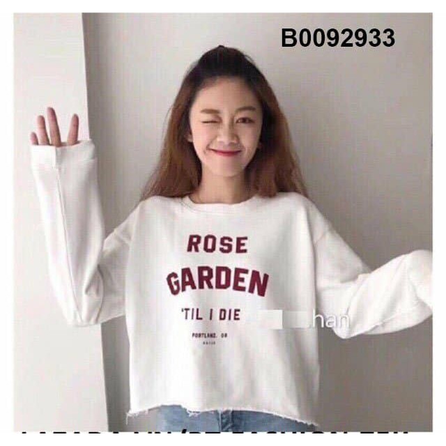 Áo croptop tay dài Rose Garden