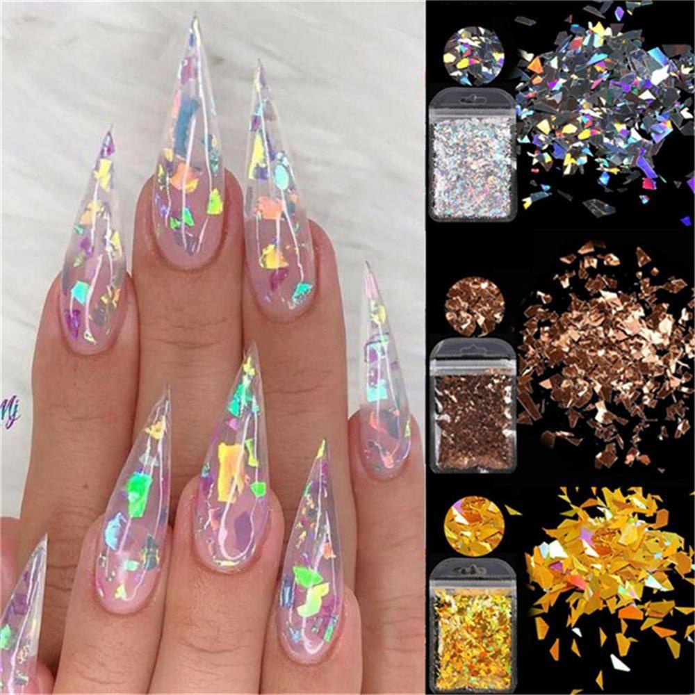 KAREN Nail Decoration|Flakes DIY Art Micro Laser Irregluar Nail Sequins New Manicure Decor 3D Nail Decoration Luminous Holographic Nail Art Glitter