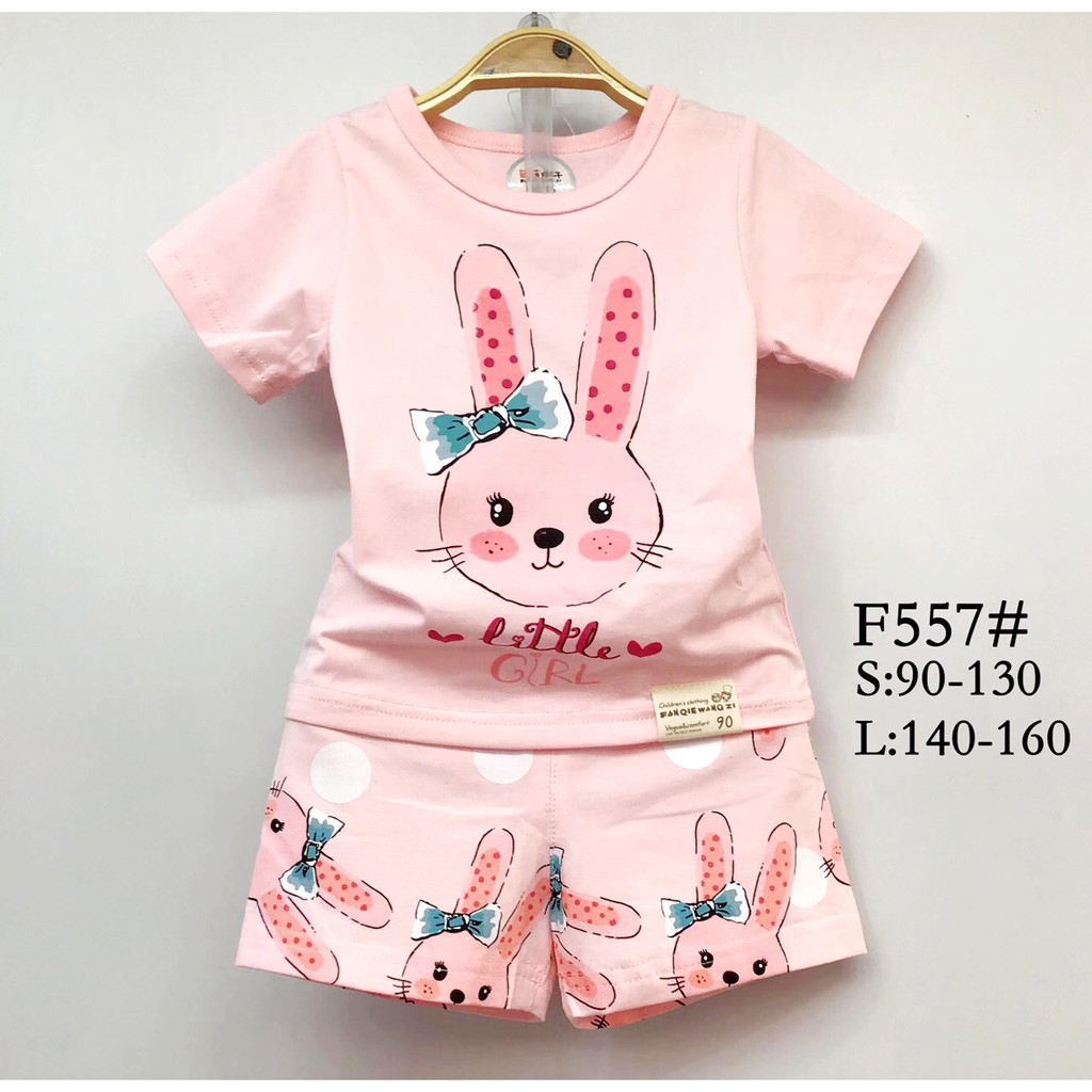 Bộ cộc tay bé gái 1-6 tuổi, Bộ hè cho bé hãng fanqi xuất Hàn vải cotton co giãn tốt thấm hút mồ hôi tốt