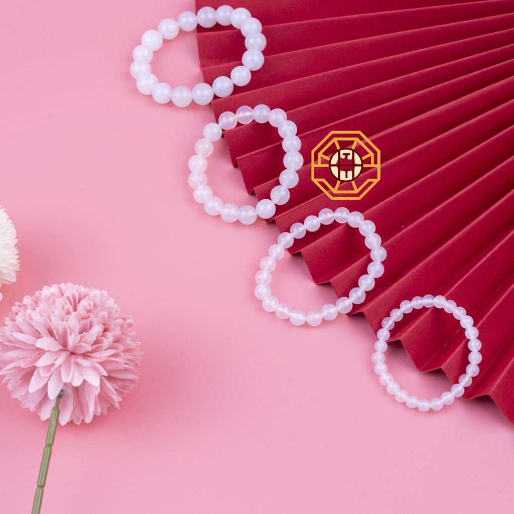Vòng tay phong thủy đá MNao Trắng may mắn tài lộc nam nữ mệnh Kim Thủy - Tặng hộp gỗ cao cấp - Phong Thủy Tây Tạng