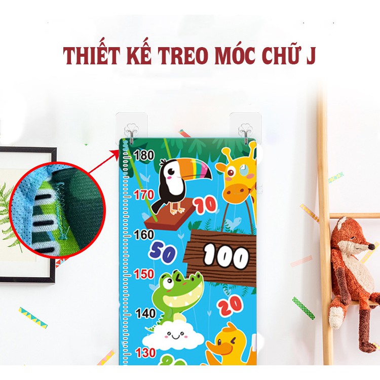 Tấm Treo Tường Bằng Vải Đo Chiều Cao Kết Hợp Trò Chơi Ném Bóng Cho Bé