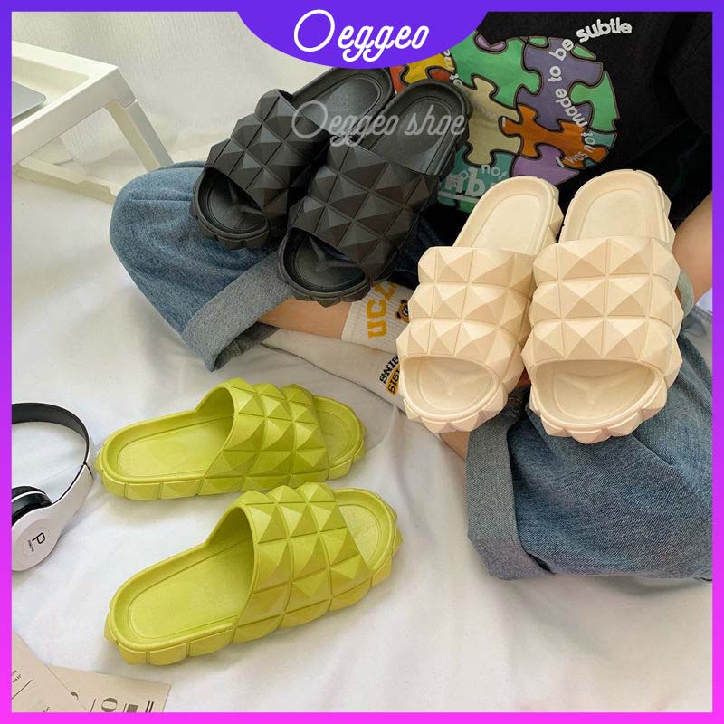 Oeteo Dép Đi Trong Nhà Đế Bằng Màu Trơn Thiết Kế Đơn Giản Cho Nữ