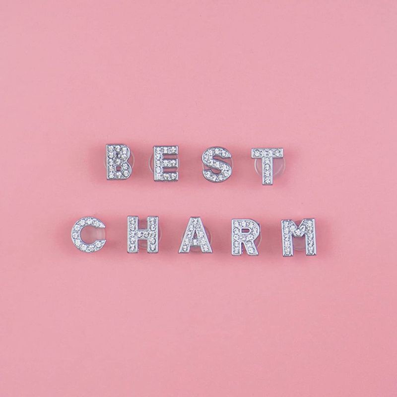 Phụ Kiện Trang Trí Giày Hình Hoa/Chữ Cái Bằng Hợp Kim Màu Bạc Đính Đá Pha Lê Lấp Lánh
