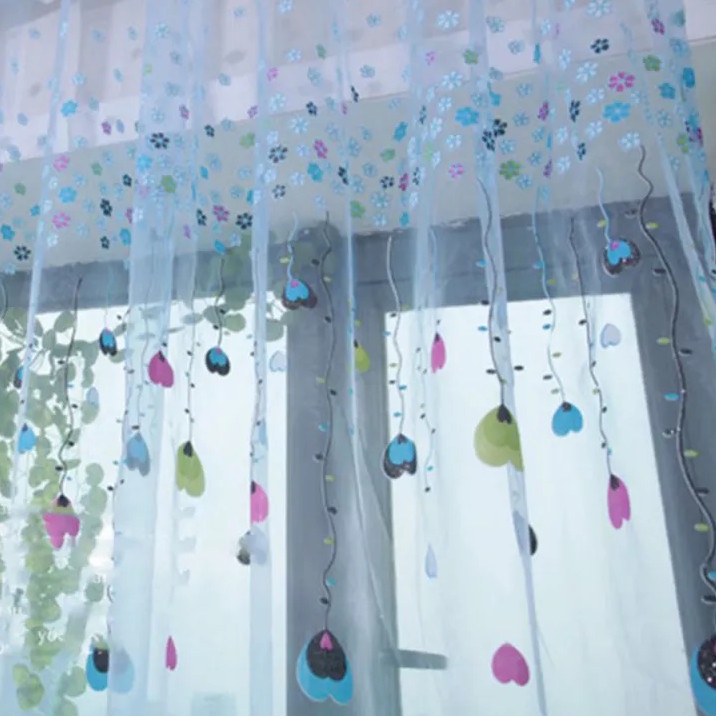 Rèm Cửa Voan Hoa Trái Tim (1 x 2m, 1 x 2.7m)