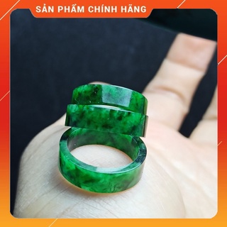 Nhẫn bản vuông ngọc sơn thủy size 16,5 - 18mm