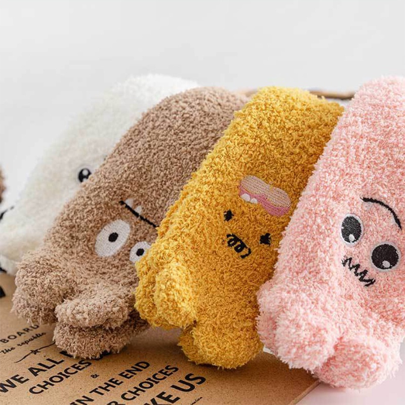 Xixi Vớ Nhung Dày Dặn Thêu Hình Tai Thú 3D Dễ Thương Giữ Ấm Mùa Đông Dành Cho Nữ