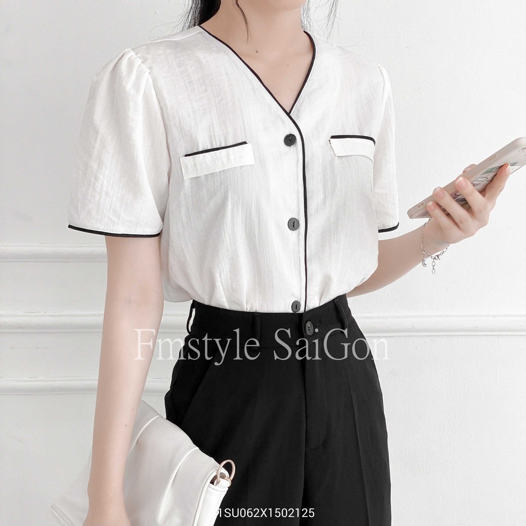 Áo tay ngắn túi nắp viền màu ulzzang thời trang nữ Fmstyle Saigon 21SU062X1502 | BigBuy360 - bigbuy360.vn