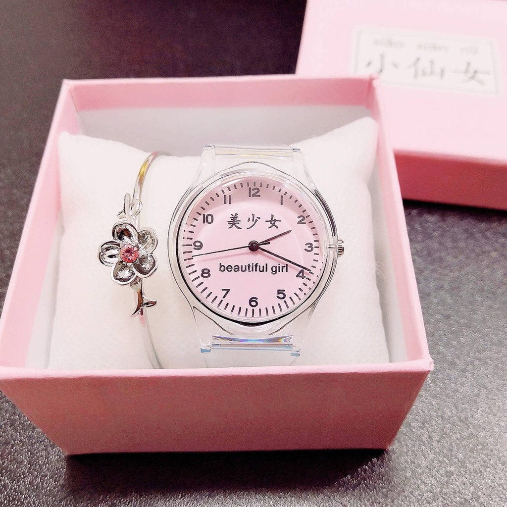hồ đồng Đồng hồ cổ tích nhỏ Cô gái phiên bản Hàn Quốc của cô gái tối giản trái tim dễ thương trong suốt trẻ em đồng | BigBuy360 - bigbuy360.vn