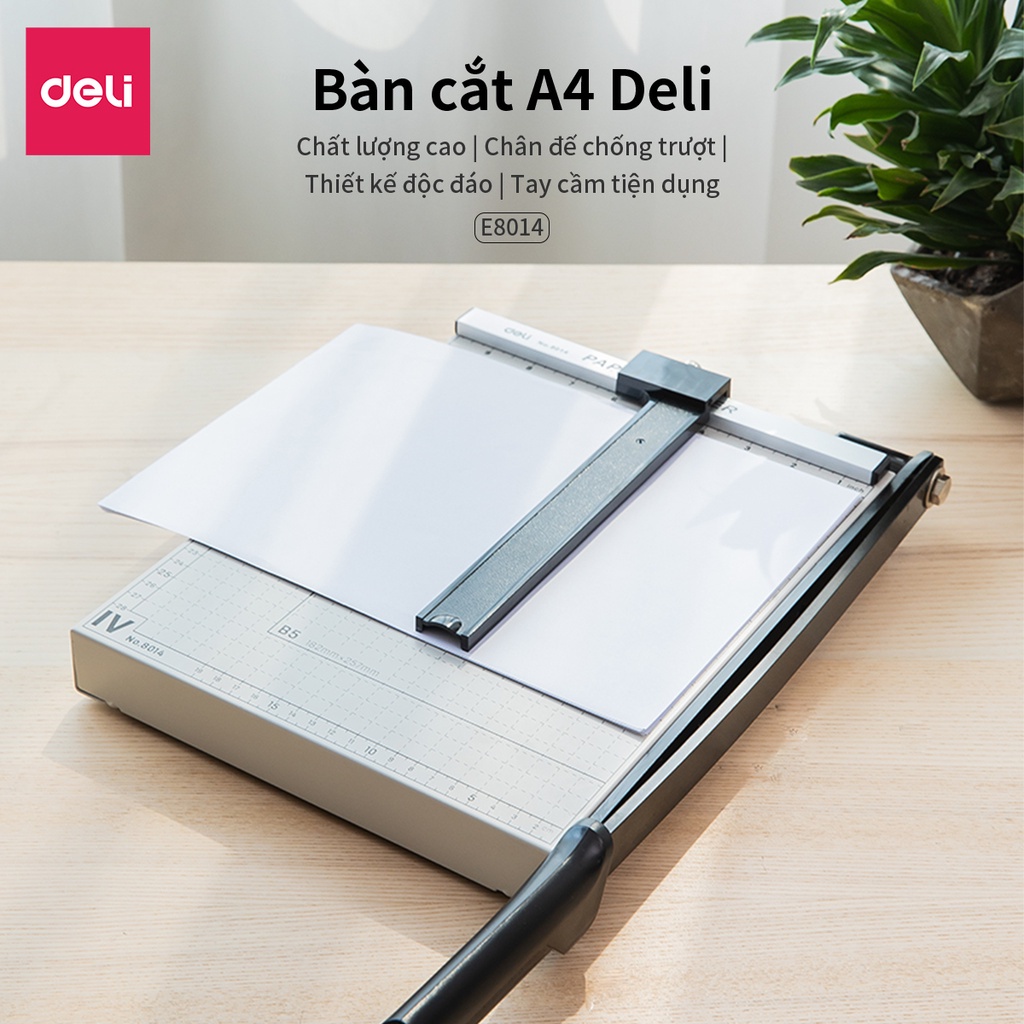 Bàn cắt giấy A4 Deli - Có thể chỉnh kích thước - Màu Trắng - 1 chiếc - 8014