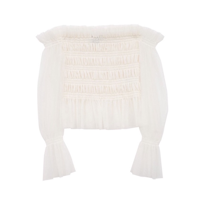 Vero Moda áo voan co giãn xếp nếp cho nữ size M new tag