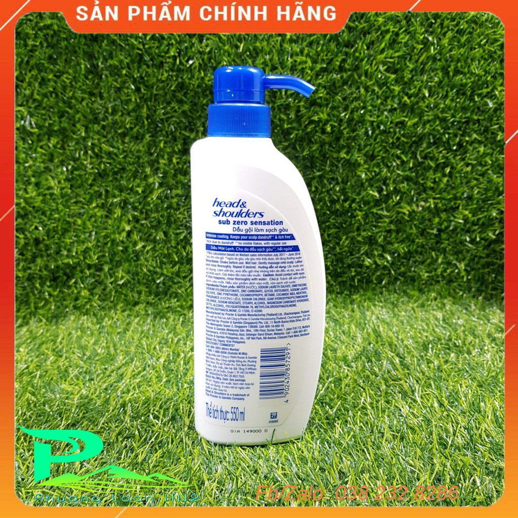 Dầu gội Head and Shoulders Sub Zero - Chai 550ml