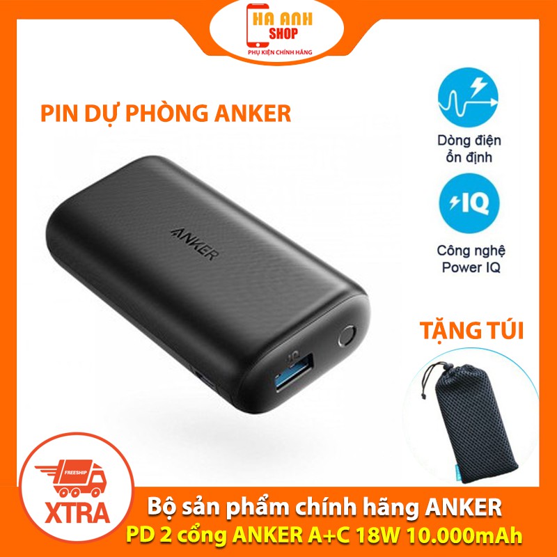 Pin dự phòng ANKER PD 2 cổng PD A+C 18W dung lượng 10000 mAh(Tặng mã Freeship Extra toàn quốc)