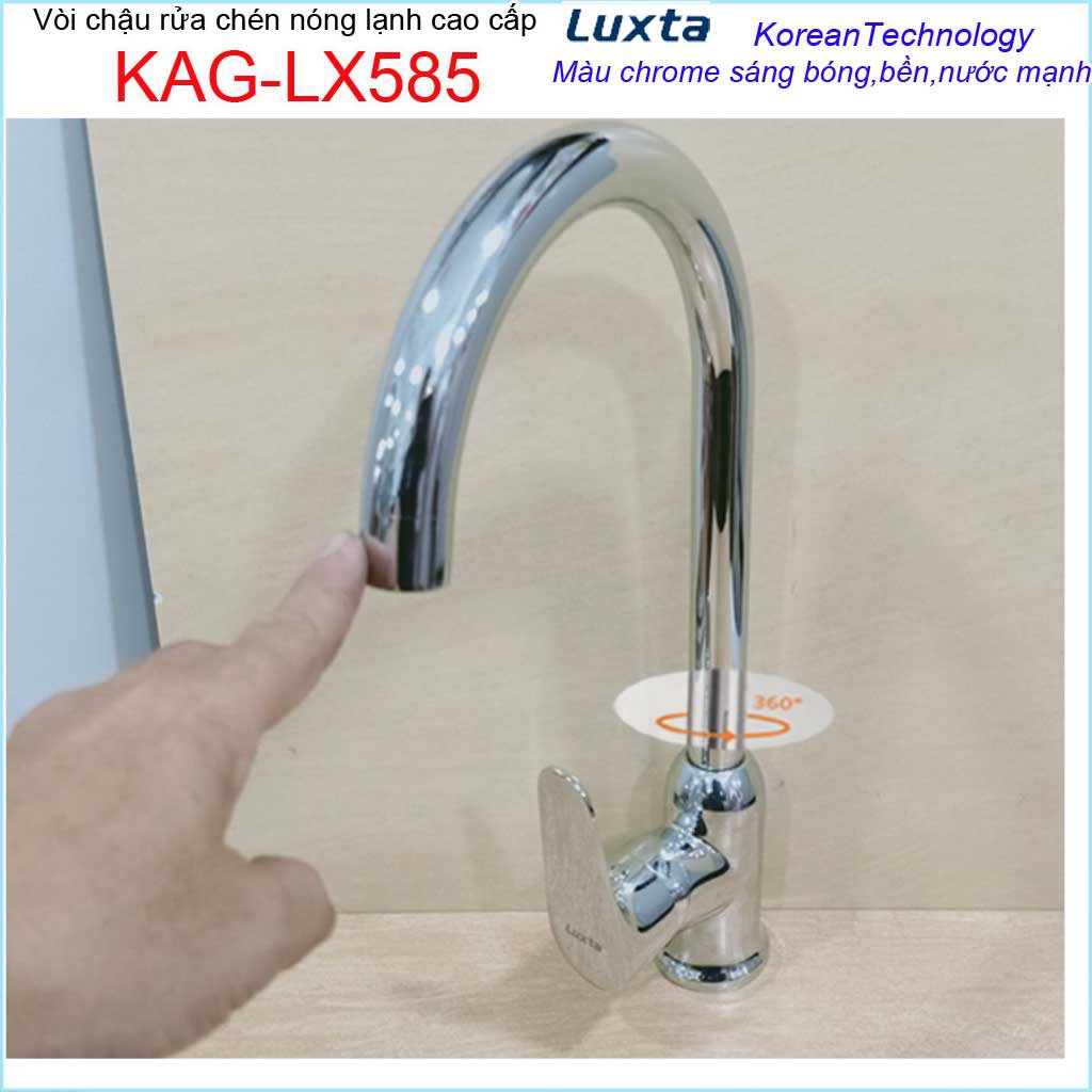 Vòi rửa chén bát KAG-LX585, Vòi Luxta nóng lạnh Chrome bóng,  vòi bếp nóng lạnh chậu rửa chén KAG-LX585