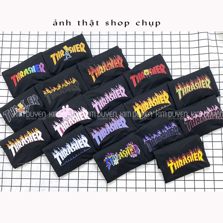 Áo Thun in logo THRA SHERR màu ĐEN, TRẮNG - Áo thun tay lỡ form rộng Unisex 38-65kg Nam Nữ   - KD