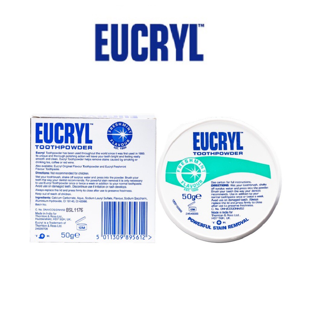 Bột Tẩy Trắng Răng Eucryl Powerful Stain Removal Toothpowder 50g GentsOfficialStore