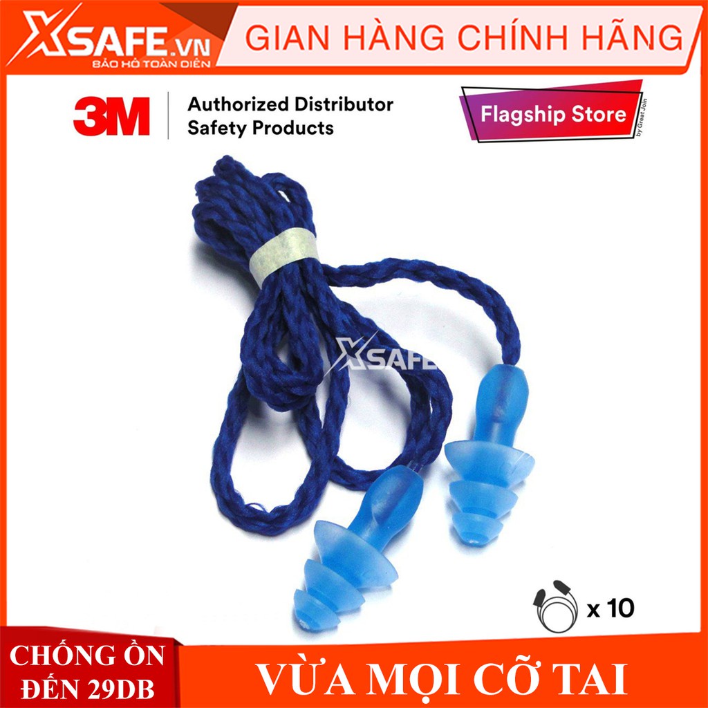 Nút tai chống ồn 3M 1290 - Bịt tai chống ồn lên đến 29Db, cách âm 3 tầng, có dây chống mất, dùng cho nghỉ ngơi, lao động